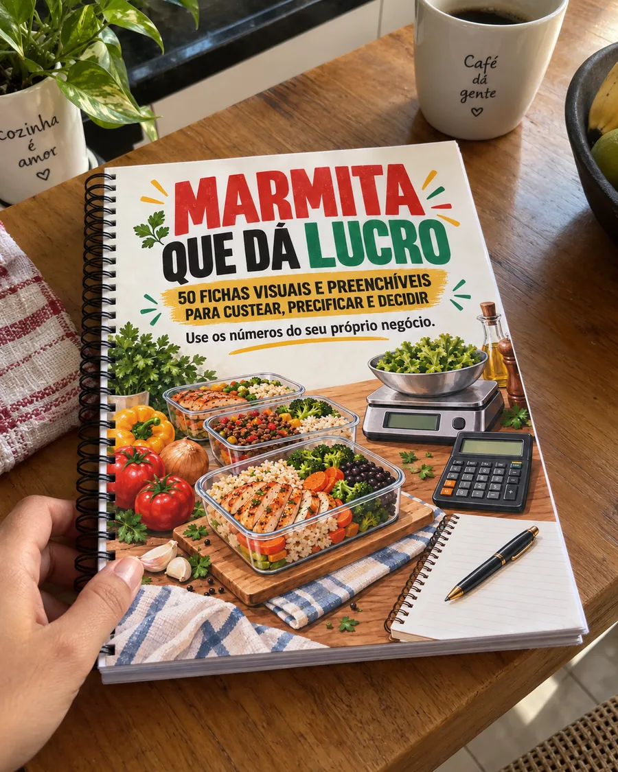 Material impresso do marmita que da lucro sendo usado de verdade